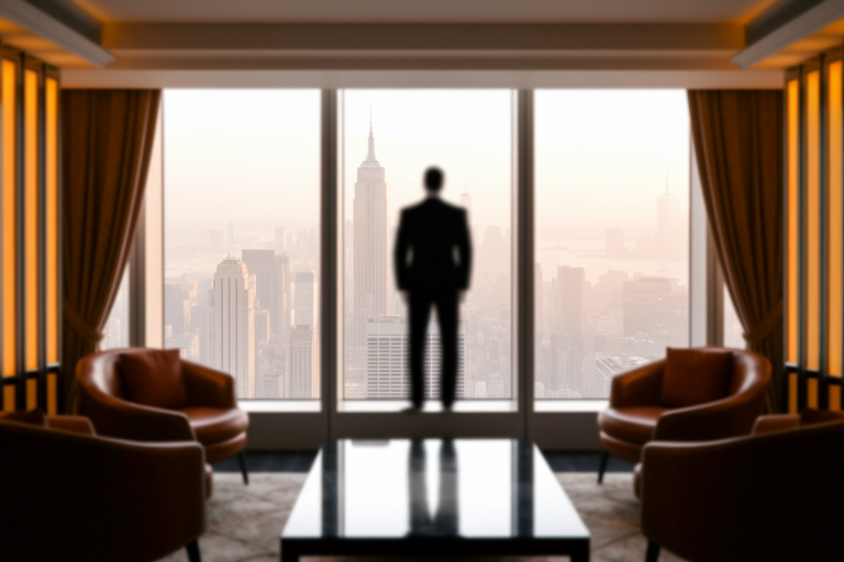 bureau-luxe-silhouette-homme-vue-ville