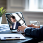 bureau-personne-affaires-ecran-flou