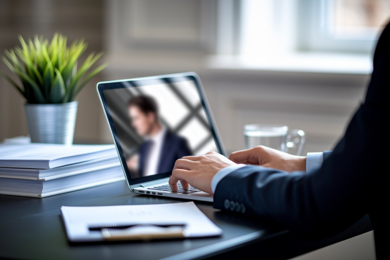 bureau-personne-affaires-ecran-flou