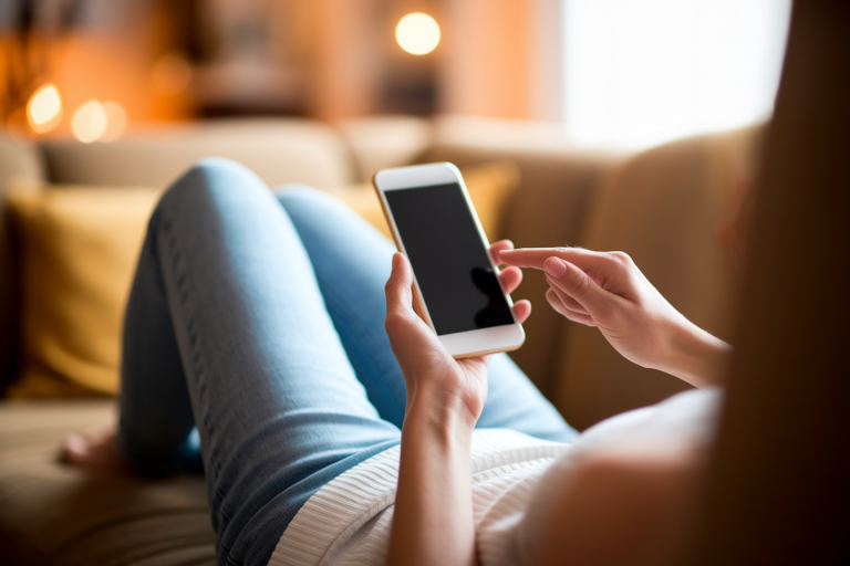 personne-detendue-canape-smartphone-lumineux