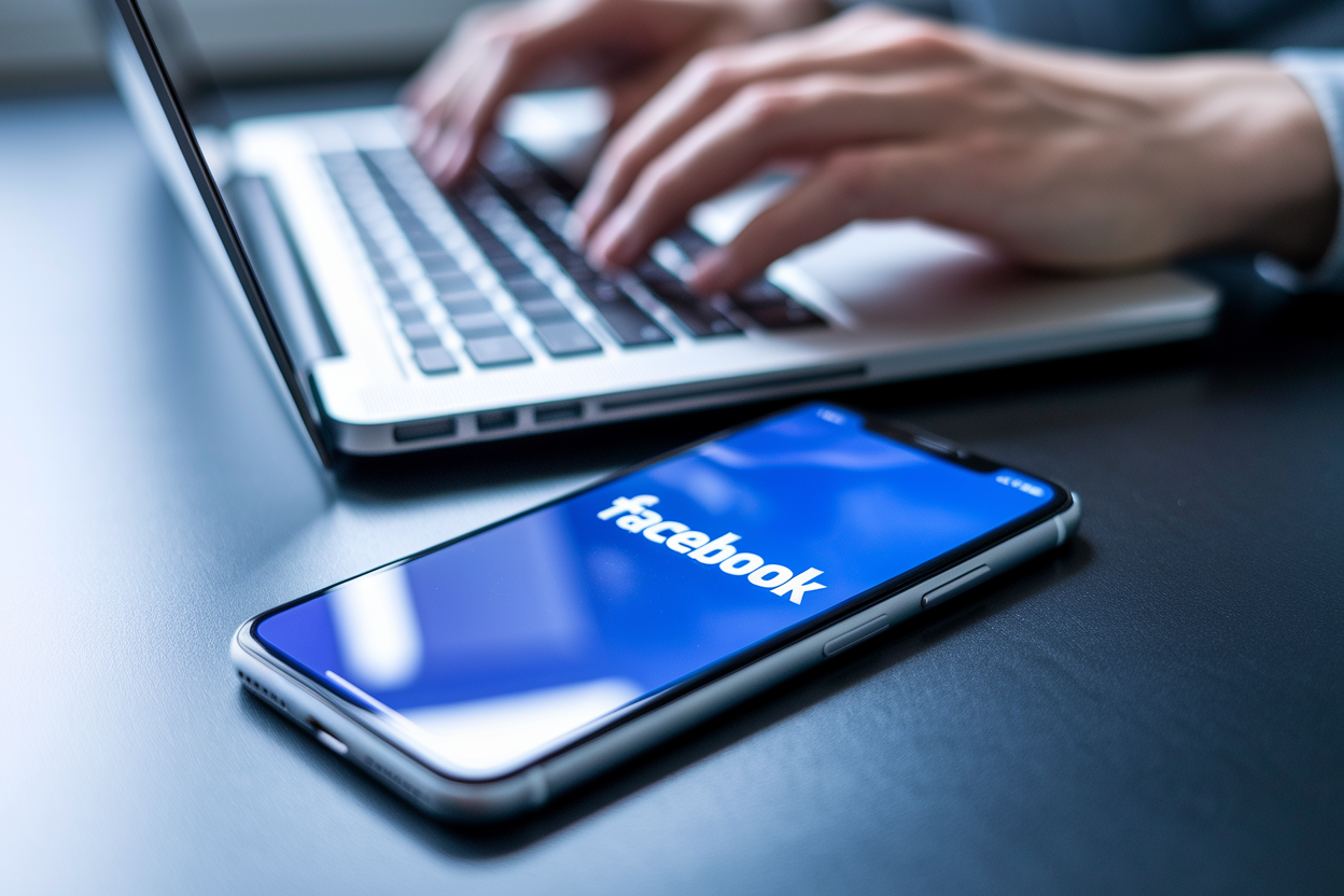 smartphone-facebook-mains-clavier