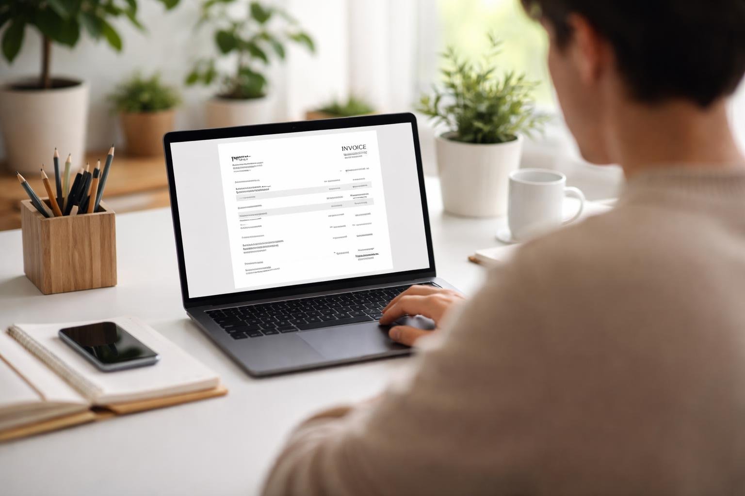 bureau-moderne-ordinateur-facture-plantes