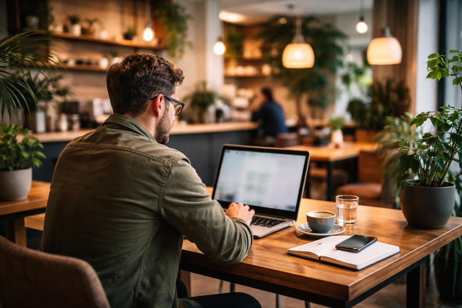 independant-cafe-ordinateur-portable-plantes