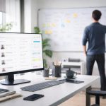 bureau-moderne-ordinateur-tableau-blanc