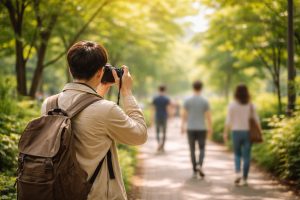 personne-dos-appareil-photo-parc-urbain