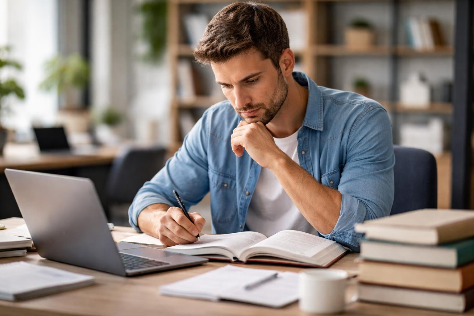 adulte-etude-bureau-ordinateur-livres